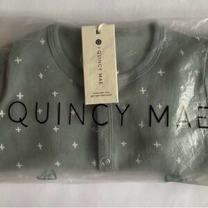 Quincy Mae Organic Cotton Soft Footed Sleeper Footies, Sea Sage Green, Rylee+Cru